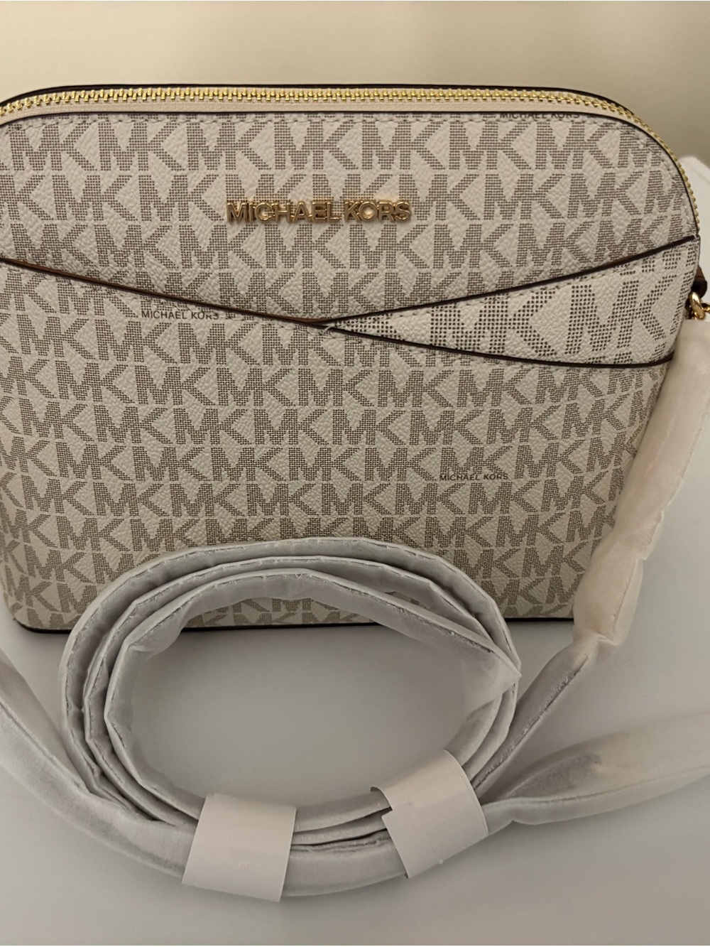 Michael Kors Cream/Beige Signature MK Crossbody Bag